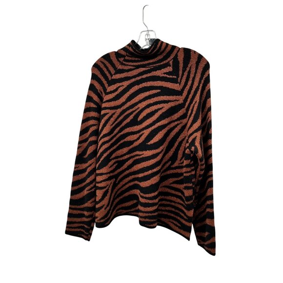 Ann Taylor Zebra Print Knit Sweater Mock Neck Multicolor Glitter Size Large - Picture 7 of 9